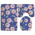 thumbnail image 1 of PUDMAD Aster Flowers 3 Piece Bathroom Rugs Set Bath Rug Contour Mat and Toilet Lid Cover, 1 of 2
