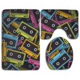 thumbnail image 1 of PUDMAD Audio Tapes 3 Piece Bathroom Rugs Set Bath Rug Contour Mat and Toilet Lid Cover, 1 of 2