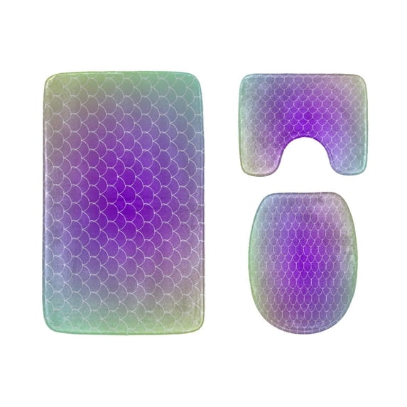 PUDMAD Auspicious Beautiful Koi 3 Piece Bathroom Rugs Set Bath Rug Contour Mat and Toilet Lid Cover