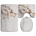 thumbnail image 1 of PUDMAD Autumn Composition Dried Fluffy Cotton Flower 3 Piece Bathroom Rugs Set Bath Rug Contour Mat and Toilet Lid Cover, 1 of 2