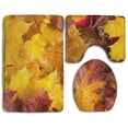 thumbnail image 1 of PUDMAD Autumn Leaves 3 Piece Bathroom Rugs Set Bath Rug Contour Mat and Toilet Lid Cover, 1 of 2