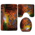 thumbnail image 1 of PUDMAD Autumn Road Red Tree 3 Piece Bathroom Rugs Set Bath Rug Contour Mat and Toilet Lid Cover, 1 of 2