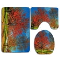 thumbnail image 1 of PUDMAD Autumn Trees Nature Style 3 Piece Bathroom Rugs Set Bath Rug Contour Mat and Toilet Lid Cover, 1 of 2