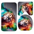 thumbnail image 1 of PUDMAD Awesome Lion 3 Piece Bathroom Rugs Set Bath Rug Contour Mat and Toilet Lid Cover, 1 of 2