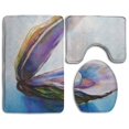 thumbnail image 1 of PUDMAD BIG OYSTER PEARL 3 Piece Bathroom Rugs Set Bath Rug Contour Mat and Toilet Lid Cover, 1 of 2