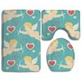 thumbnail image 1 of PUDMAD Baby Cupid Angle Love Heart Arrow 3 Piece Bathroom Rugs Set Bath Rug Contour Mat and Toilet Lid Cover, 1 of 2