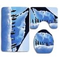 thumbnail image 1 of PUDMAD Baby Penguin Adorable 3 Piece Bathroom Rugs Set Bath Rug Contour Mat and Toilet Lid Cover, 1 of 2