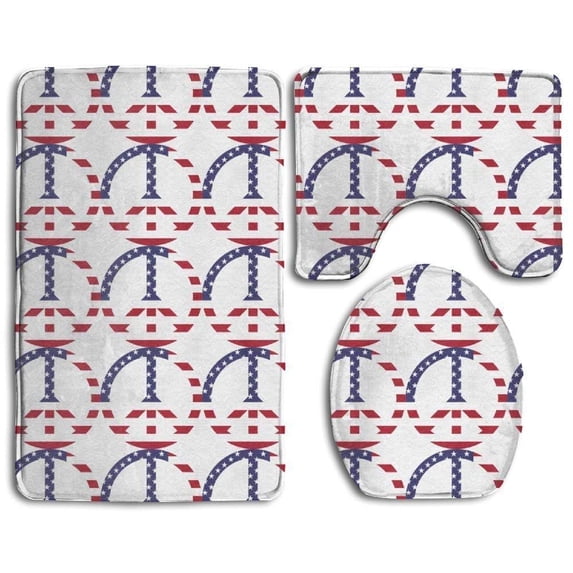 PUDMAD Baby Rainbow Peace Symbol White 3 Piece Bathroom Rugs Set Bath Rug Contour Mat and Toilet Lid Cover