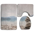 thumbnail image 1 of PUDMAD Balanced Stone Pyramide Shore Water Mountain Lake Mountains Water Level 3 Piece Bathroom Rugs Set Bath Rug Contour Mat and Toilet Lid Cover, 1 of 2
