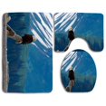 thumbnail image 1 of PUDMAD Bald Eagle Perched Raptor 3 Piece Bathroom Rugs Set Bath Rug Contour Mat and Toilet Lid Cover, 1 of 2
