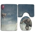 thumbnail image 1 of PUDMAD Balloon and Elephant 3 Piece Bathroom Rugs Set Bath Rug Contour Mat and Toilet Lid Cover, 1 of 2