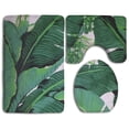 thumbnail image 1 of PUDMAD Banana Leaves 3 Piece Bathroom Rugs Set Bath Rug Contour Mat and Toilet Lid Cover, 1 of 2