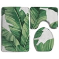 thumbnail image 1 of PUDMAD Banana Tree Leaves 3 Piece Bathroom Rugs Set Bath Rug Contour Mat and Toilet Lid Cover, 1 of 2