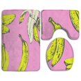 thumbnail image 1 of PUDMAD Banana in Pink 3 Piece Bathroom Rugs Set Bath Rug Contour Mat and Toilet Lid Cover, 1 of 2