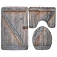 thumbnail image 1 of PUDMAD Barn Wood Door 3 Piece Bathroom Rugs Set Bath Rug Contour Mat and Toilet Lid Cover, 1 of 2