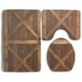 thumbnail image 1 of PUDMAD Barn Wood Door2 3 Piece Bathroom Rugs Set Bath Rug Contour Mat and Toilet Lid Cover, 1 of 2