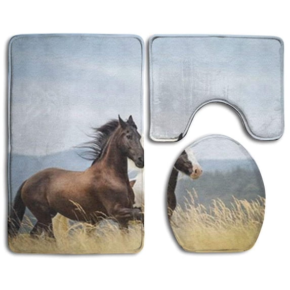 PUDMAD Bart Dog Words 3 Piece Bathroom Rugs Set Bath Rug Contour Mat and Toilet Lid Cover