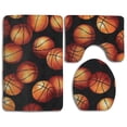 thumbnail image 1 of PUDMAD Basketball BLCACK 3 Piece Bathroom Rugs Set Bath Rug Contour Mat and Toilet Lid Cover, 1 of 2