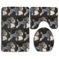 thumbnail image 1 of PUDMAD Bath MatPoodles in Grey and White 3 Piece Bathroom Rugs Set Bath Rug Contour Mat and Toilet Lid Cover, 1 of 2
