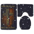 thumbnail image 1 of PUDMAD Bathroom Rug Mats Set 3 Piece Cross American Flag 3 Piece Bathroom Rugs Set Bath Rug Contour Mat and Toilet Lid Cover, 1 of 2