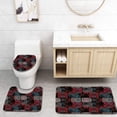 thumbnail image 1 of PUDMAD Batik Folkloric Color Mix Nested Square Lace Patterns Tribal Persian Boho 3 Piece Bathroom Rugs Set Bath Rug Contour Mat and Toilet Lid Cover, 1 of 2
