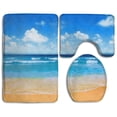 thumbnail image 1 of PUDMAD Beach Azure Horizon Sunny Summer 3 Piece Bathroom Rugs Set Bath Rug Contour Mat and Toilet Lid Cover, 1 of 2