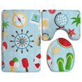 thumbnail image 1 of PUDMAD Beach Element 3 Piece Bathroom Rugs Set Bath Rug Contour Mat and Toilet Lid Cover, 1 of 2