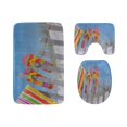 thumbnail image 1 of PUDMAD Beach Flip Flops in Rainbow Color 3 Piece Bathroom Rugs Set Bath Rug Contour Mat and Toilet Lid Cover, 1 of 2