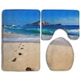 thumbnail image 1 of PUDMAD Beach Footprints 3 Piece Bathroom Rugs Set Bath Rug Contour Mat and Toilet Lid Cover, 1 of 2