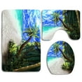 thumbnail image 1 of PUDMAD Beach Painting Style 3 Piece Bathroom Rugs Set Bath Rug Contour Mat and Toilet Lid Cover, 1 of 2