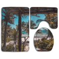 thumbnail image 1 of PUDMAD Beach Palm Trees 3 Piece Bathroom Rugs Set Bath Rug Contour Mat and Toilet Lid Cover, 1 of 2