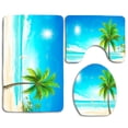 thumbnail image 1 of PUDMAD Beach Palm Trees Sun Sea 3 Piece Bathroom Rugs Set Bath Rug Contour Mat and Toilet Lid Cover, 1 of 2