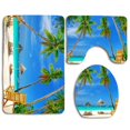 thumbnail image 1 of PUDMAD Beach Palm and Chair 3 Piece Bathroom Rugs Set Bath Rug Contour Mat and Toilet Lid Cover, 1 of 2