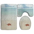 thumbnail image 1 of PUDMAD Beach Starfish 3 Piece Bathroom Rugs Set Bath Rug Contour Mat and Toilet Lid Cover, 1 of 2