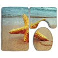 thumbnail image 1 of PUDMAD Beach Starfish 3 Piece Bathroom Rugs Set Bath Rug Contour Mat and Toilet Lid Cover, 1 of 2