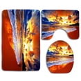 thumbnail image 1 of PUDMAD Beach Sunset Ocean 3 Piece Bathroom Rugs Set Bath Rug Contour Mat and Toilet Lid Cover, 1 of 2