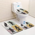 thumbnail image 1 of PUDMAD Bear Funny Frames in Drawing Style Mascot Hunter Biker Musician Travelling Grunge Display 3 Piece Bathroom Rugs Set Bath Rug Contour Mat and Toilet Lid Cover, 1 of 2