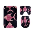 thumbnail image 1 of PUDMAD Beautiful Abstract Fish 3 Piece Bathroom Rugs Set Bath Rug Contour Mat and Toilet Lid Cover, 1 of 2