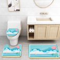 thumbnail image 1 of PUDMAD Beautiful Beach Paper Art Style Frame 3 Piece Bathroom Rugs Set Bath Rug Contour Mat and Toilet Lid Cover, 1 of 2