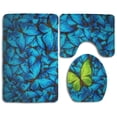 thumbnail image 1 of PUDMAD Beautiful Blue Butterflys 3 Piece Bathroom Rugs Set Bath Rug Contour Mat and Toilet Lid Cover, 1 of 2