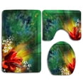 thumbnail image 1 of PUDMAD Beautiful Bouquet Flowers 3 Piece Bathroom Rugs Set Bath Rug Contour Mat and Toilet Lid Cover, 1 of 2