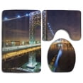 thumbnail image 1 of PUDMAD Beautiful Bridge New York City 3 Piece Bathroom Rugs Set Bath Rug Contour Mat and Toilet Lid Cover, 1 of 2