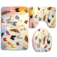 thumbnail image 1 of PUDMAD Beautiful Butterflies 3 Piece Bathroom Rugs Set Bath Rug Contour Mat and Toilet Lid Cover, 1 of 2