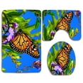 thumbnail image 1 of PUDMAD Beautiful Butterflies Spring Tree 3 Piece Bathroom Rugs Set Bath Rug Contour Mat and Toilet Lid Cover, 1 of 2