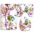 thumbnail image 1 of PUDMAD Beautiful Colorful Flowers 3 Piece Bathroom Rugs Set Bath Rug Contour Mat and Toilet Lid Cover, 1 of 2