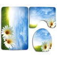 thumbnail image 1 of PUDMAD Beautiful Daisy Flower 3 Piece Bathroom Rugs Set Bath Rug Contour Mat and Toilet Lid Cover, 1 of 2
