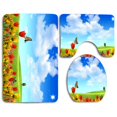 thumbnail image 1 of PUDMAD Beautiful Field 3 Piece Bathroom Rugs Set Bath Rug Contour Mat and Toilet Lid Cover, 1 of 2
