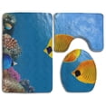 thumbnail image 1 of PUDMAD Beautiful Fish Undersea 3 Piece Bathroom Rugs Set Bath Rug Contour Mat and Toilet Lid Cover, 1 of 2