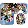 thumbnail image 1 of PUDMAD Beautiful Flowers 3 Piece Bathroom Rugs Set Bath Rug Contour Mat and Toilet Lid Cover, 1 of 2