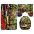 thumbnail image 1 of PUDMAD Beautiful Garden Flowers 3 Piece Bathroom Rugs Set Bath Rug Contour Mat and Toilet Lid Cover, 1 of 2
